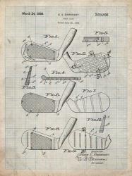 Golf Club Patent - Antique Grid Parchment | Obraz na stenu