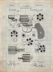 Revolving Fire Arm Patent - Antique Grid Parchment | Obraz na stenu