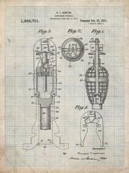 Explosive Missile Patent - Antique Grid Parchment | Obraz na stenu