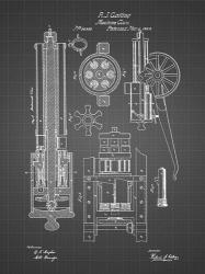 Machine Gun Patent - Black Grid | Obraz na stenu