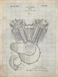 Engine Patent - Antique Grid Parchment | Obraz na stenu