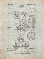 Bicycle Patent - Antique Grid Parchment | Obraz na stenu