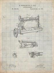 Sewing Machine Patent - Antique Grid Parchment | Obraz na stenu