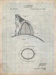 Fireman's Hat Patent - Antique Grid Parchment | Obraz na stenu