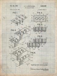 Toy Building Brick Patent - Antique Grid parchment | Obraz na stenu