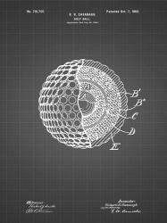 Golf Ball Patent - Black Grid | Obraz na stenu