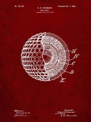 Golf Ball Patent - Burgundy | Obraz na stenu