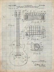 Guitar & Combined Bridge & Tailpiece Therefor Patent - Antique Grid Parchment | Obraz na stenu