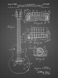 Guitar & Combined Bridge & Tailpiece Therefor Patent - Black Grid | Obraz na stenu