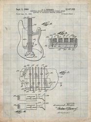 Electric Guitar Patent - Antique Grid Parchment | Obraz na stenu