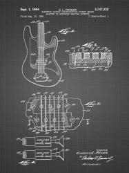 Electric Guitar Patent - Black Grid | Obraz na stenu