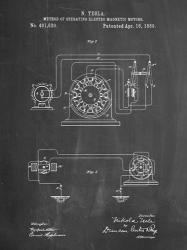 Chalkboard Tesla Operating Electric Motors Map Patent | Obraz na stenu