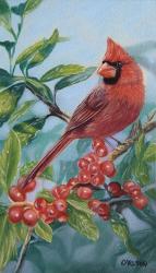 Cardinal And Berries | Obraz na stenu