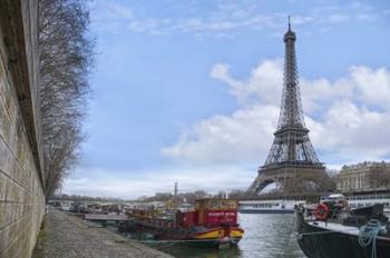 Eiffel Tower and Seine Boats in Paris | Obraz na stenu