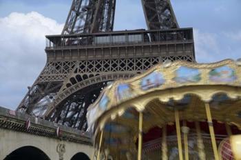 Eiffel Tower with Running Carousel | Obraz na stenu