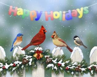 Holiday Birds and Garland | Obraz na stenu