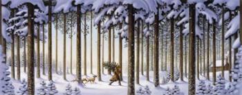 Winter Scene Man With Tree | Obraz na stenu