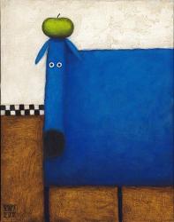 Blue Dog With Apple | Obraz na stenu