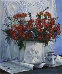 Vaso Bianco con Daliette Amaranto | Obraz na stenu