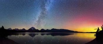 Northern Lights over Jackson Lake Pano | Obraz na stenu