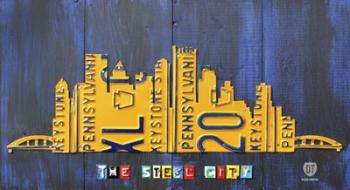 Pittsburgh Skyline License Plate Art | Obraz na stenu
