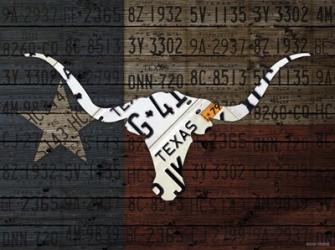 Longhorn Art With Flag | Obraz na stenu