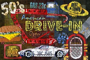 American Driveins License Plate Art Collage | Obraz na stenu