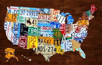 United States of America License Plate Map 2018 | Obraz na stenu