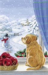 Puppy With Snowman and Mistletoe | Obraz na stenu