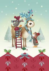 Penguin and Deer Christmas Prep | Obraz na stenu