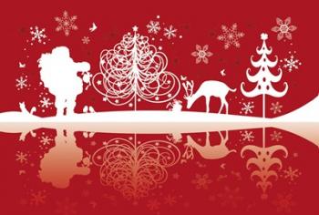 Red and White Santa and Deer Silhouette | Obraz na stenu