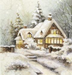 Snow On Winter Cottage | Obraz na stenu