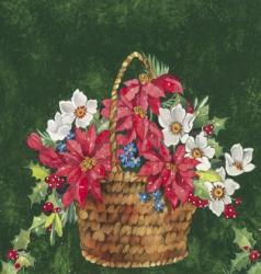 Pointsettia and Mistletoe Holiday Basket | Obraz na stenu