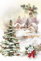 Christmas Tree and Snow Village | Obraz na stenu