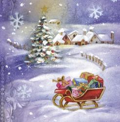 Gift Sleigh and Christmas Tree | Obraz na stenu
