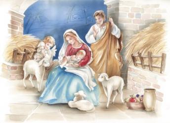 Mary and The Lambs Manger Scene | Obraz na stenu