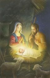 Mary Joseph and Lambs Glowing Manger | Obraz na stenu