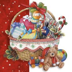 Christmas Toy Basket and Bear | Obraz na stenu