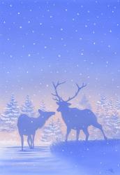 Winter Snow Deer Silhouette | Obraz na stenu