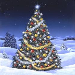 Christmas Tree and Glowing Lights | Obraz na stenu