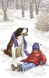 Child and Pet Winter Fun | Obraz na stenu