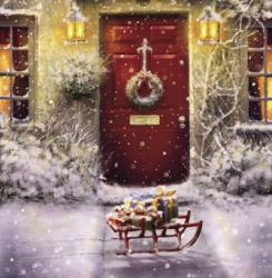 Red Door and White Christmas | Obraz na stenu