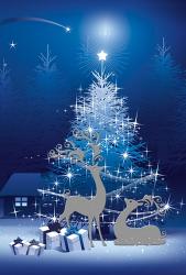 Blue and White Winter Tree and Deer | Obraz na stenu