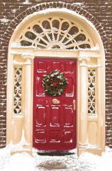 Red Door and Christmas Wreath | Obraz na stenu