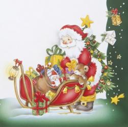 Santa's Christmas Gifts and Sleigh | Obraz na stenu