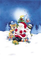 Santa Snowman and Bear Christmas Meet | Obraz na stenu