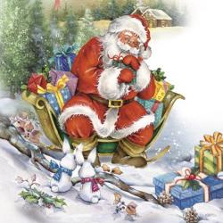Santa's Christmas Sleigh Bunny Meeting | Obraz na stenu