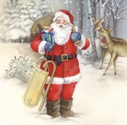 Santa And Deer | Obraz na stenu