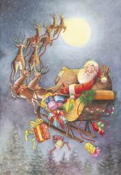 Santa Flying Through The Night | Obraz na stenu