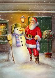 Snowman Greeting Santa | Obraz na stenu